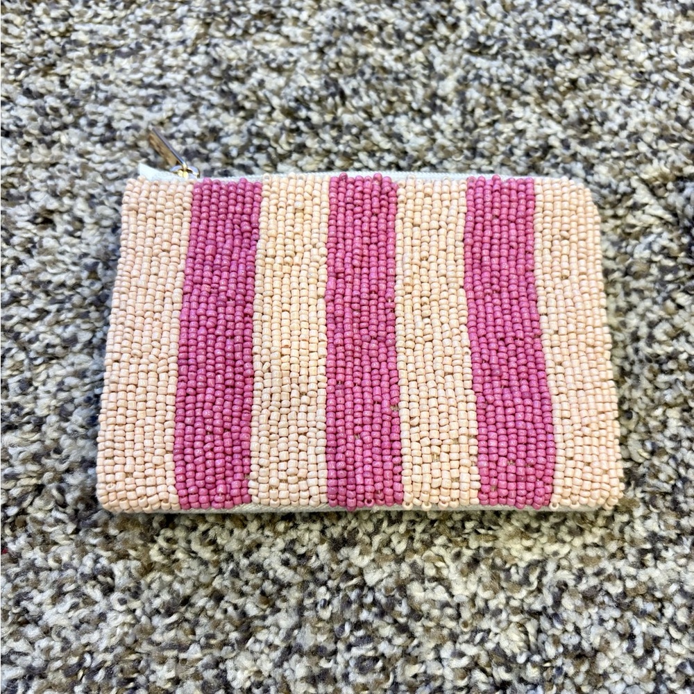Pink and Cream Beaded wallet